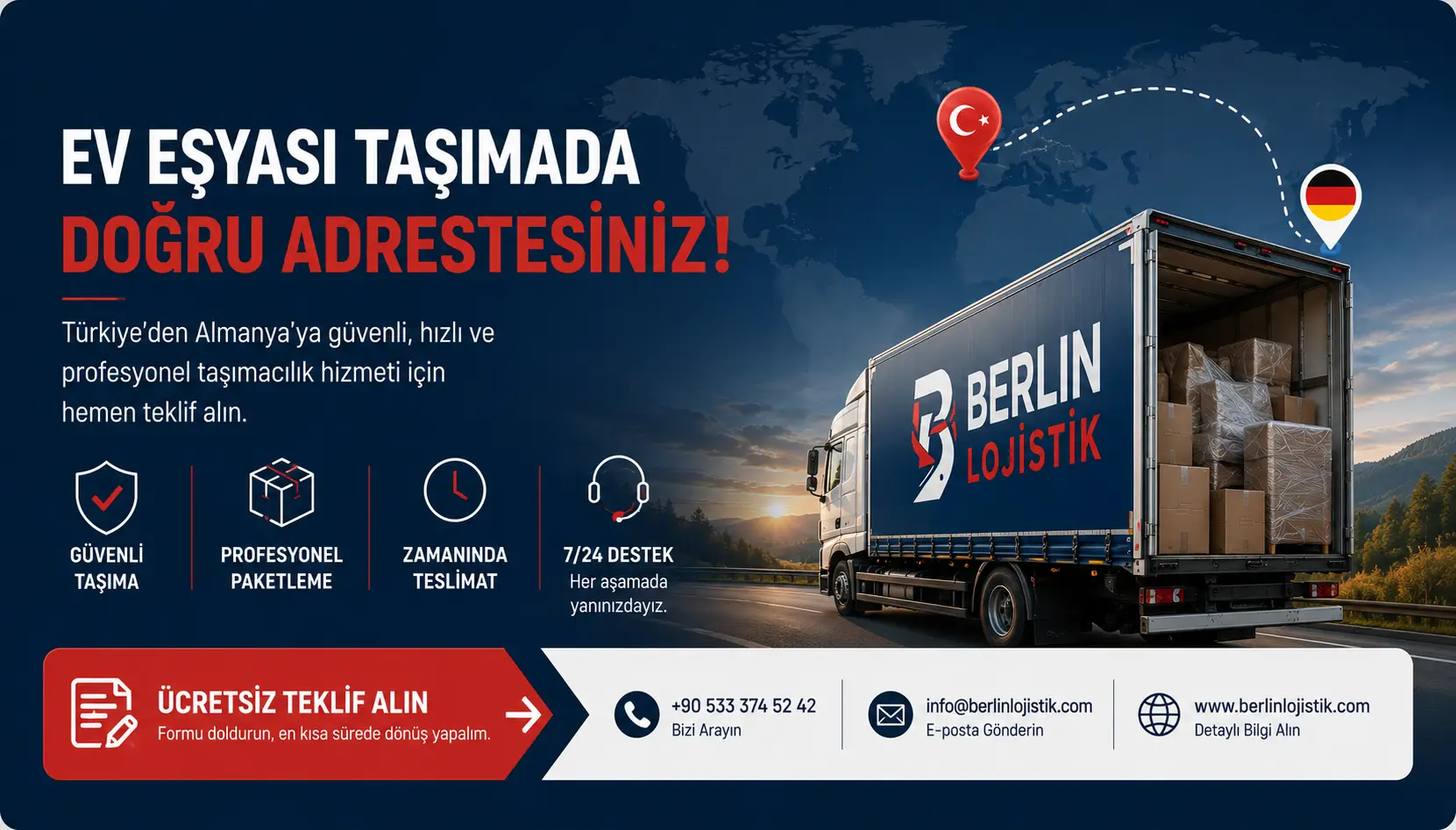Berlin Lojistik ev eşyası taşıma teklifi